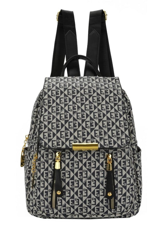 Monogram Chic Multi-Pocket Casual & Travel Backpack (8018)