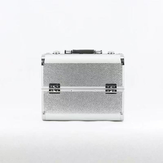 Aluminum Rolling Makeup Train Case with Cantilever Trays and Lock (6068)
