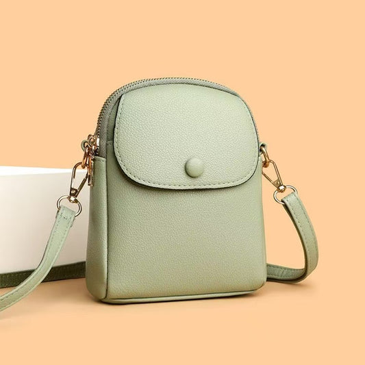 Compact Multi-Pocket Soft PU Crossbody Bag (8912)