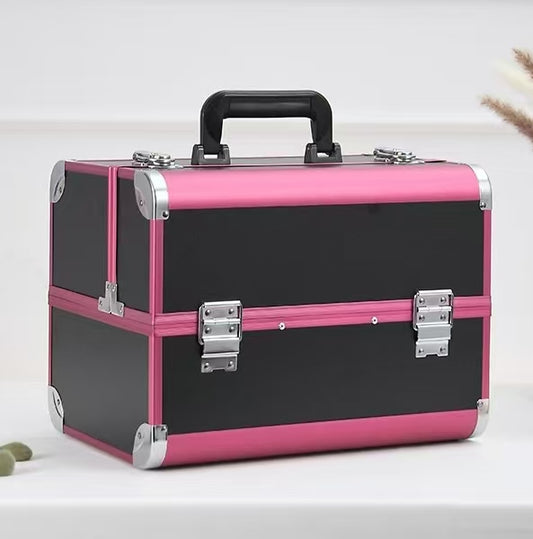 Professional Black 3-Tier Cantilever Makeup Train Case with Lock (9868)