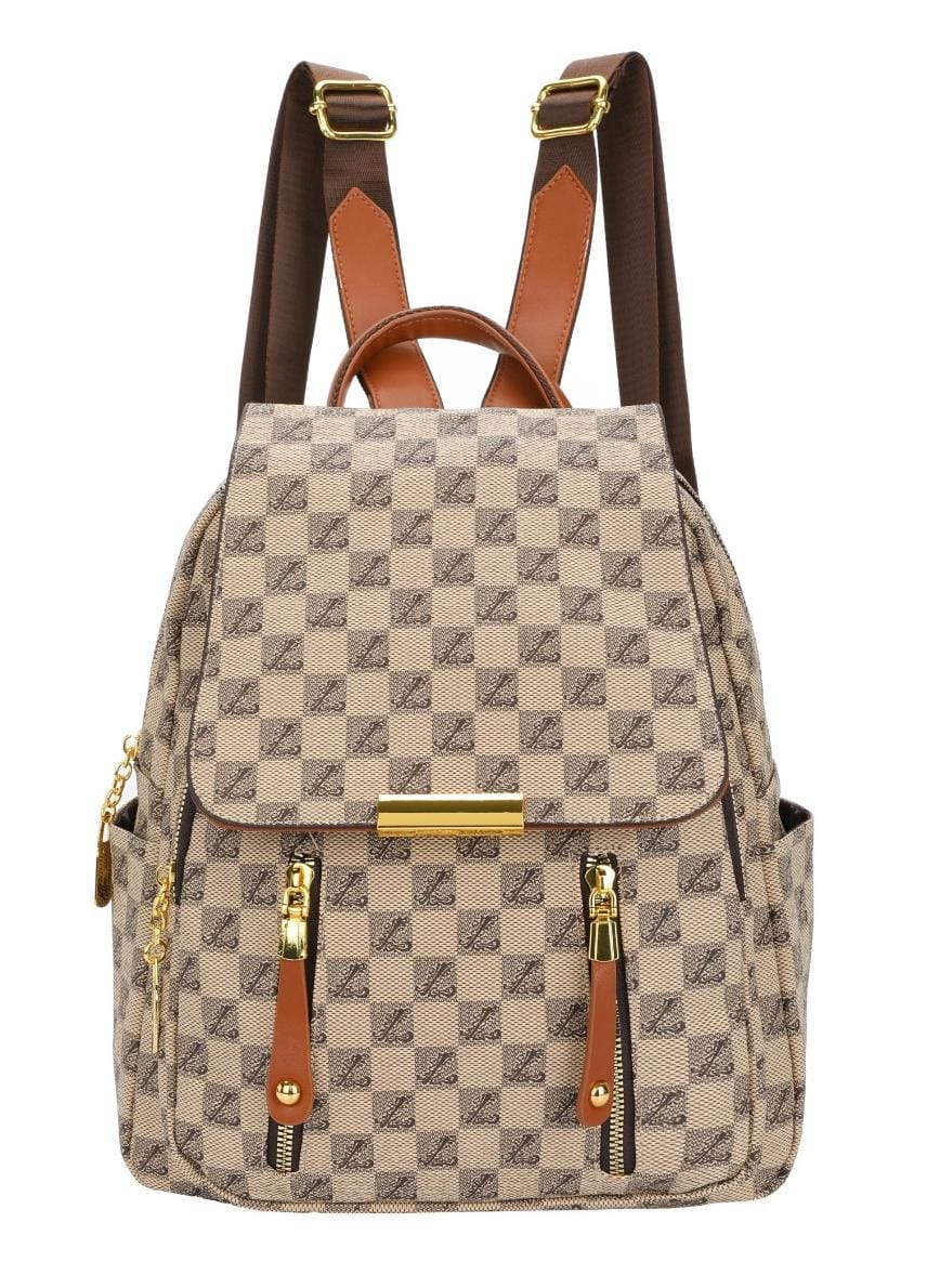 Monogram Chic Multi-Pocket Casual & Travel Backpack (8018)