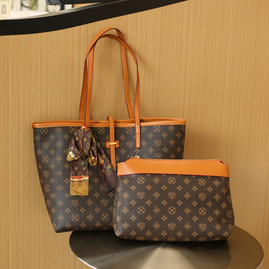 Monogram Chic Shoulder Tote &amp; Matching Organizer Set (8102)
