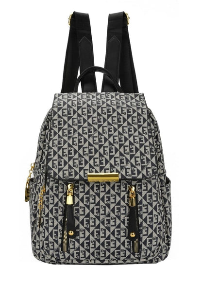 Monogram Chic Multi-Pocket Casual &amp; Travel Backpack (8018)
