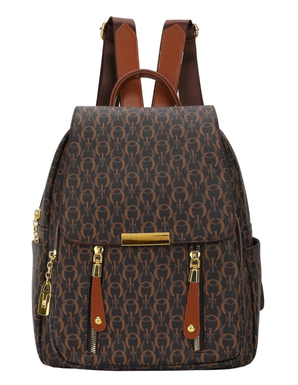 Monogram Chic Multi-Pocket Casual &amp; Travel Backpack (8018)