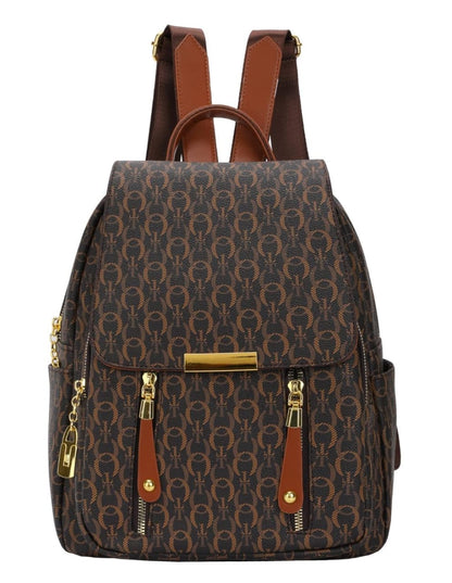 Monogram Chic Multi-Pocket Casual &amp; Travel Backpack (8018)