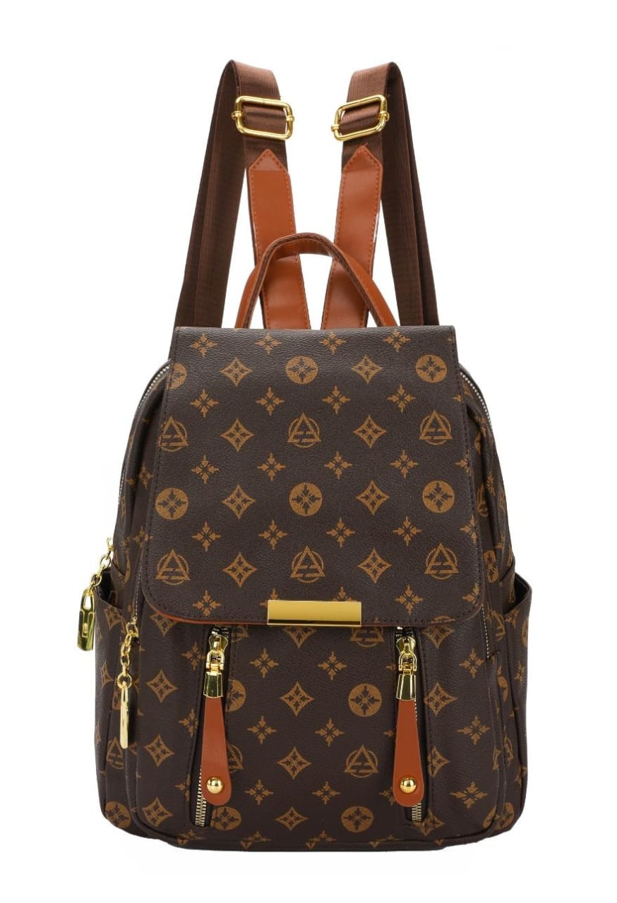 Monogram Chic Multi-Pocket Casual &amp; Travel Backpack (8018)