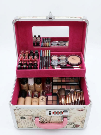 Medium Vanity Box with Mirror, Tray &amp; Combination Lock – Cosmetic &amp; Jewellery Case (8926)