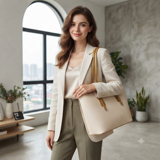 Classic Two-Tone Executive Shoulder Tote (8163)