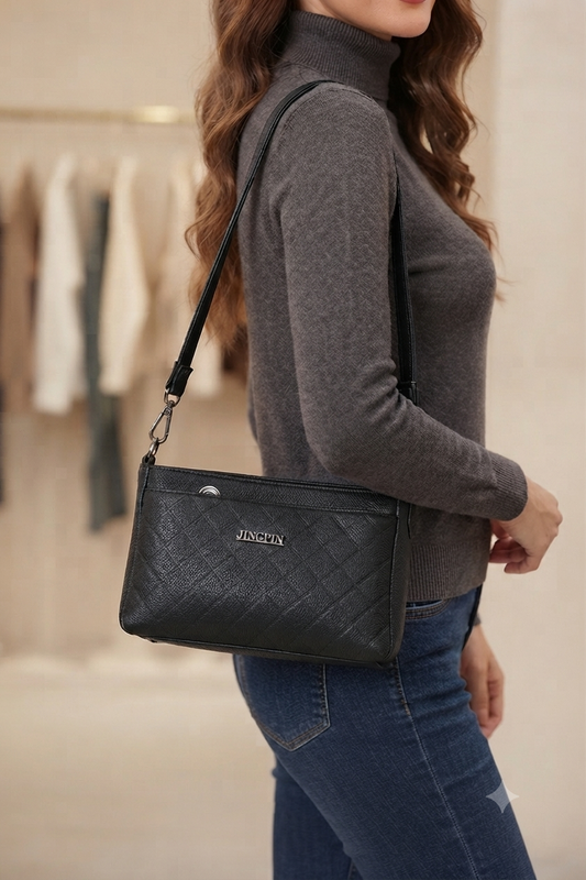 Multi-Pocket Embossed PU Shoulder &amp; Crossbody Bag (8076)
