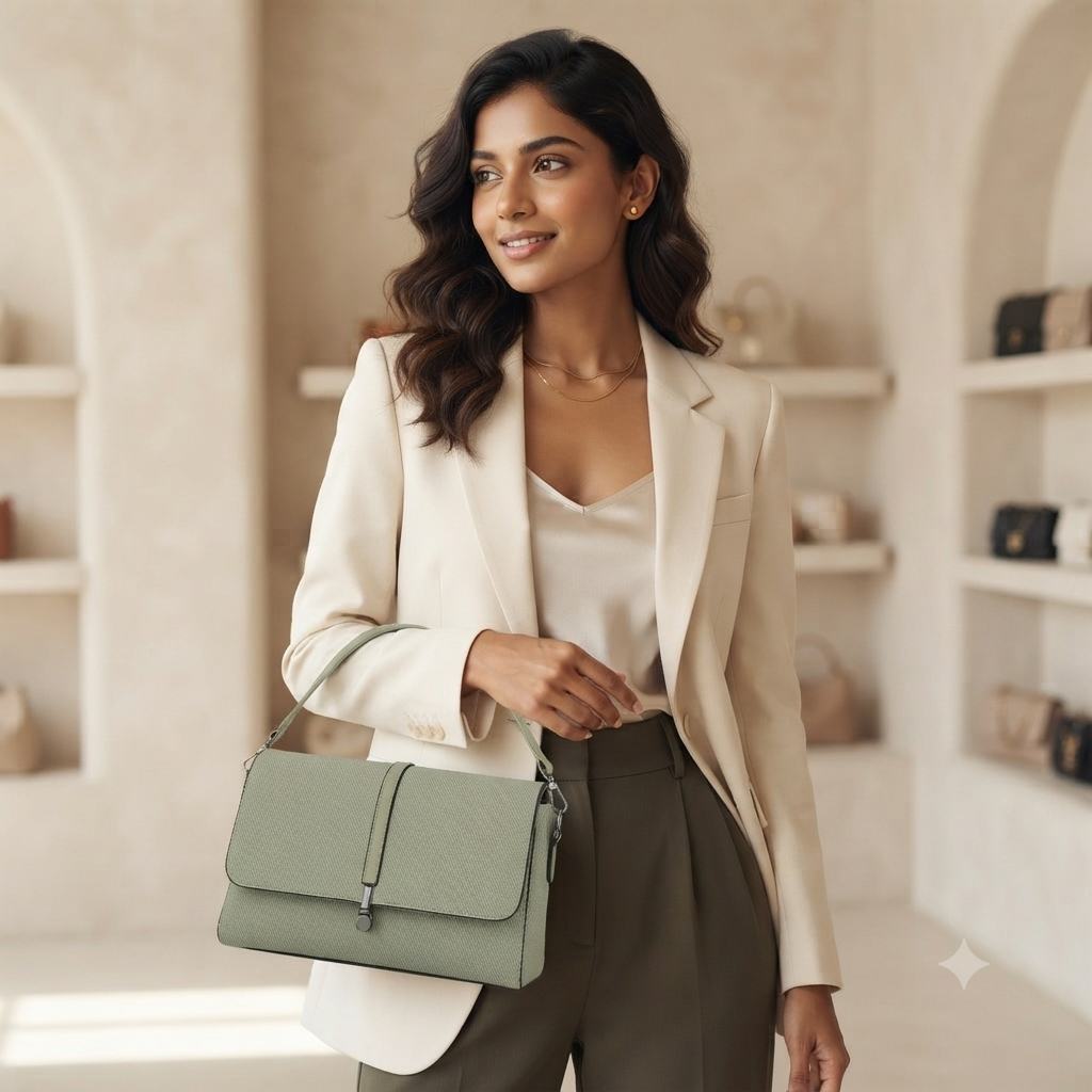 Sage Flap Structured Handbag (8203)