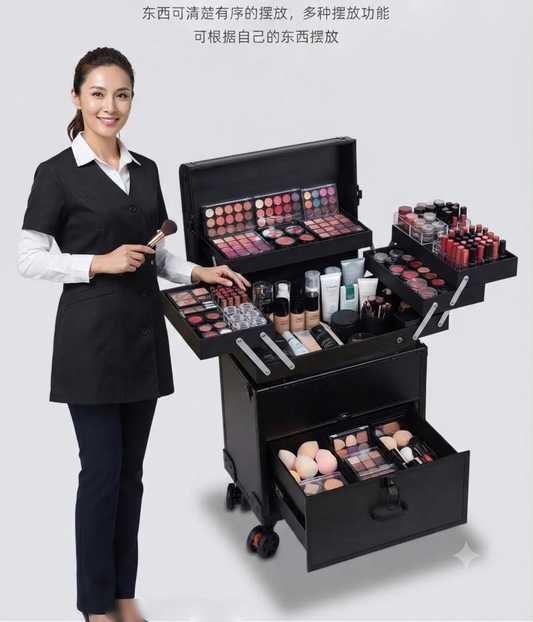 Professional Rolling Cosmetic Trolley &amp; Makeup Artist Case (6231)