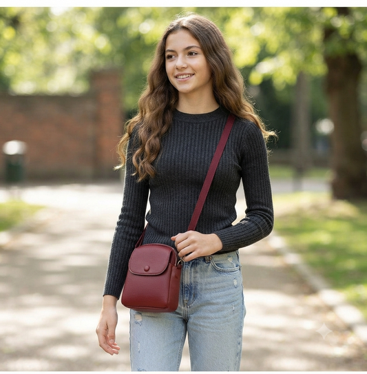 Compact Multi-Pocket Soft PU Crossbody Bag (8912)