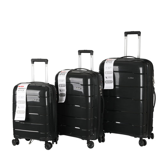 Impakt Style Lightweight PP 3-Piece Spinner Trolley Luggage Set (8844)