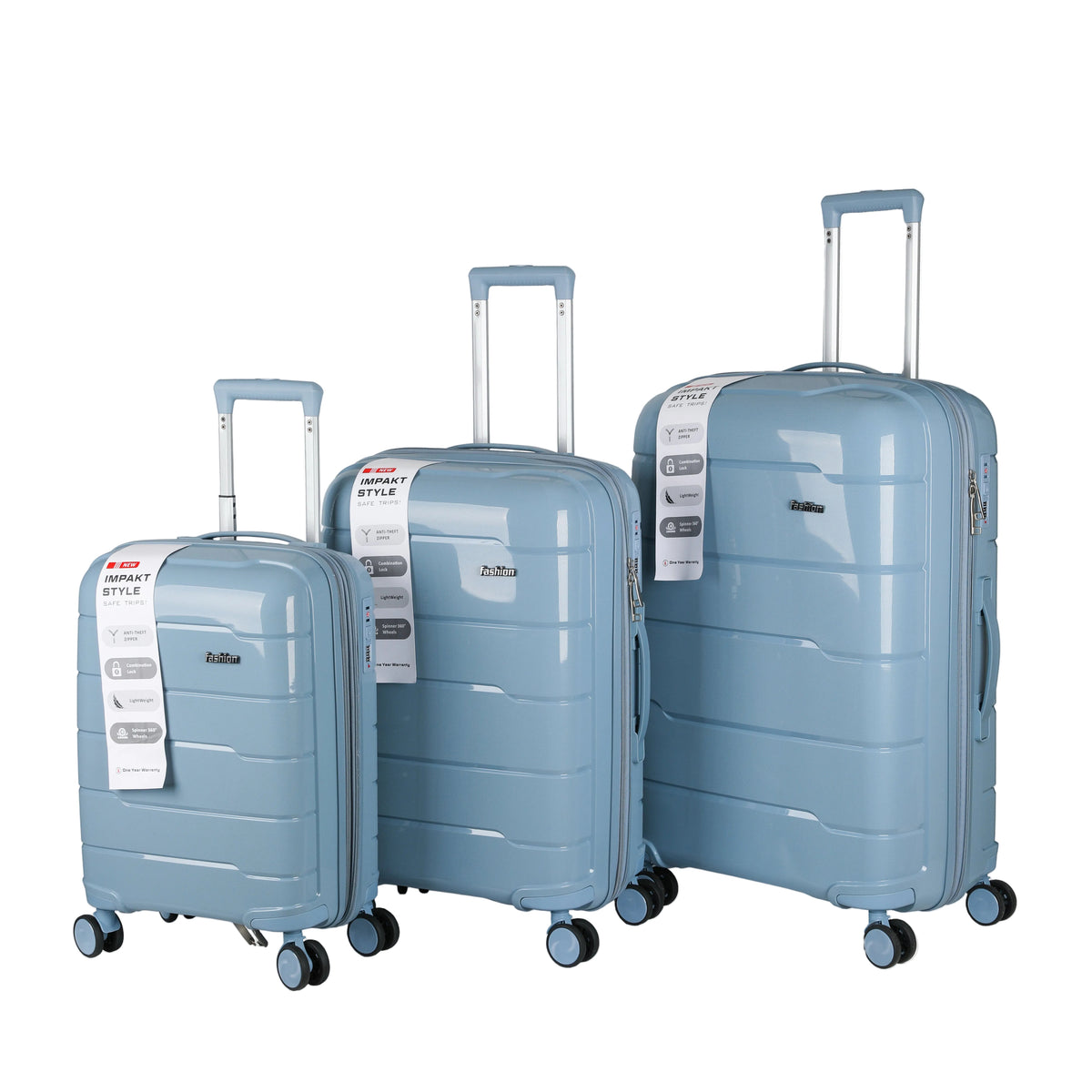 Impakt Style Lightweight PP 3-Piece Spinner Trolley Luggage Set (8844)