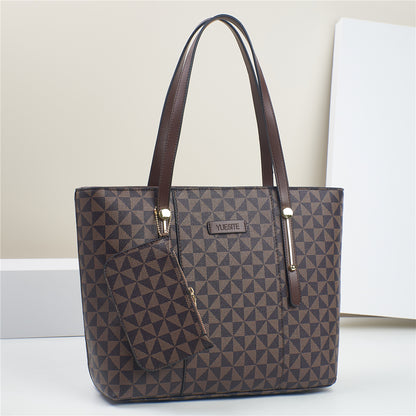 Signature Print Shoulder Tote with Hanging Pouch (9565)