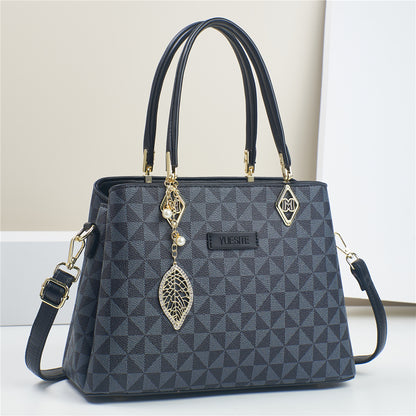 Women’s Printed Shoulder Bag with Leaf Charm (9564)