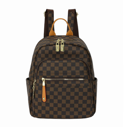 Classic Checkered Multi-Pocket Casual &amp; Travel Backpack (8017)
