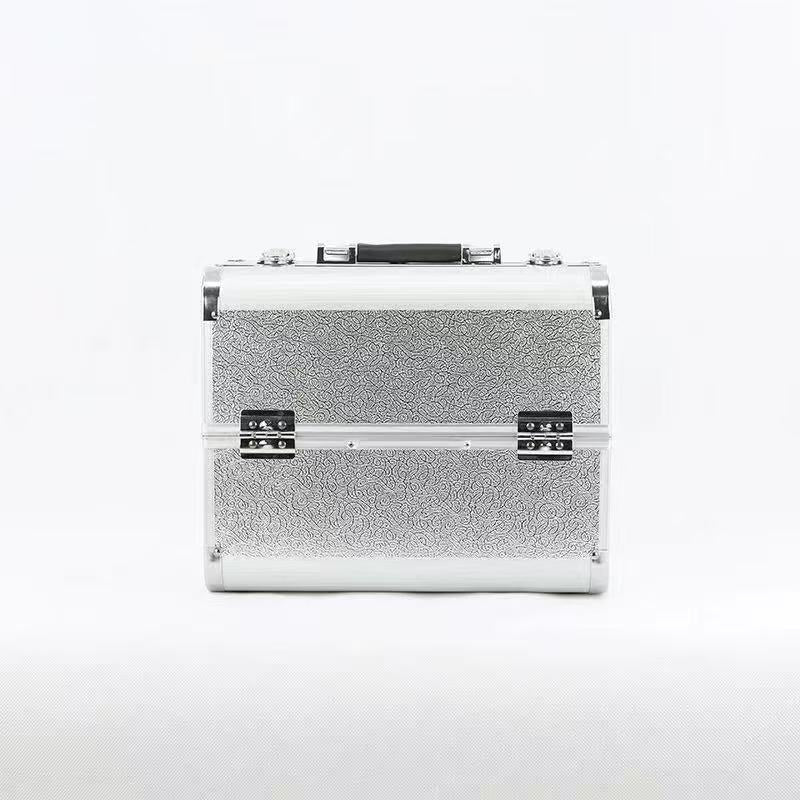 Aluminum Rolling Makeup Train Case with Cantilever Trays and Lock (6068)