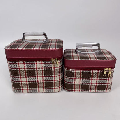 Luxury Plaid Cosmetic Organizer Set with Mirrors (8127)