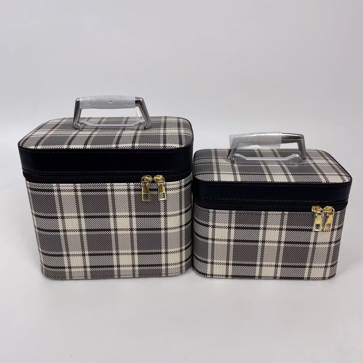 Luxury Plaid Cosmetic Organizer Set with Mirrors (8127)