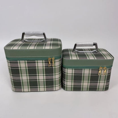 Luxury Plaid Cosmetic Organizer Set with Mirrors (8127)