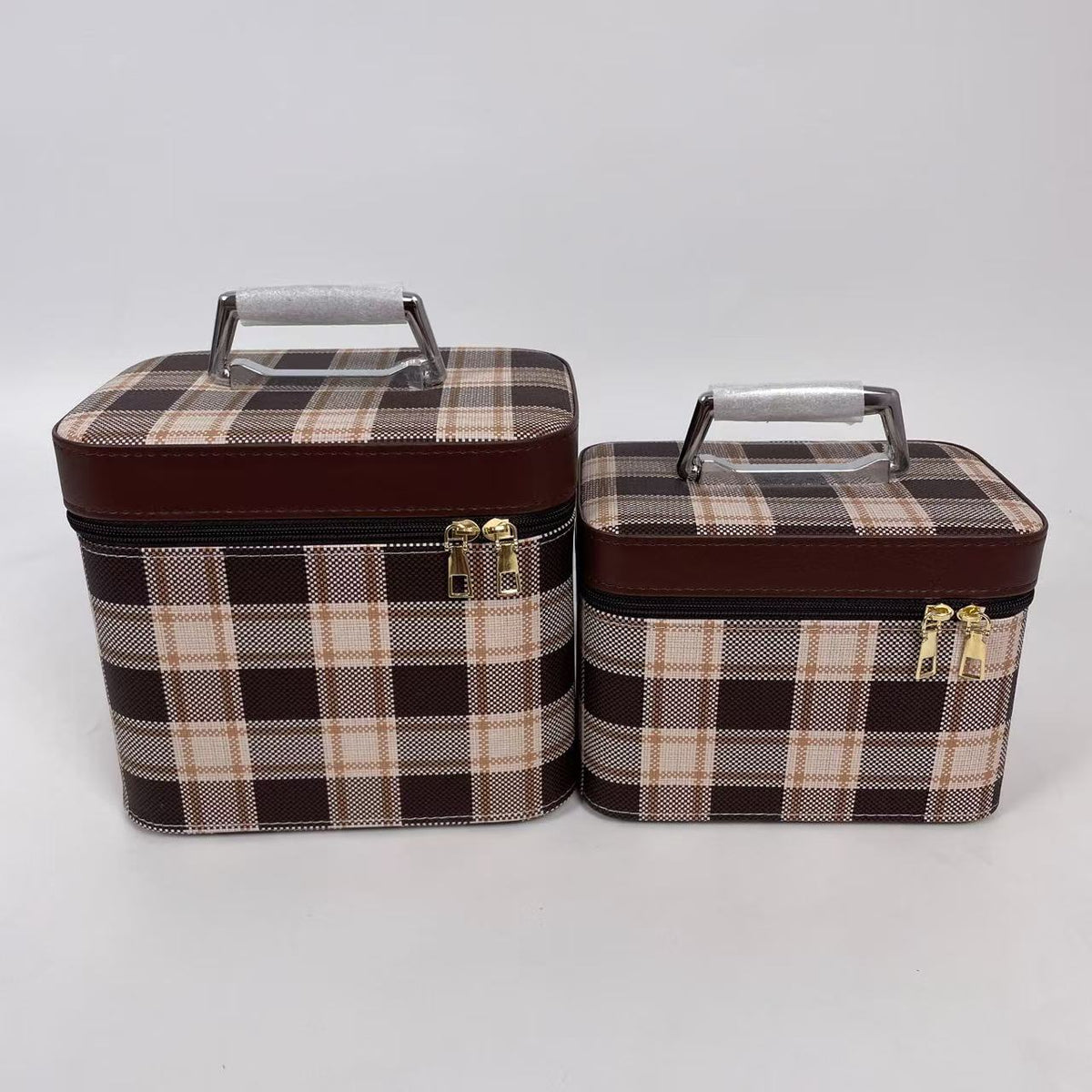 Luxury Plaid Cosmetic Organizer Set with Mirrors (8127)