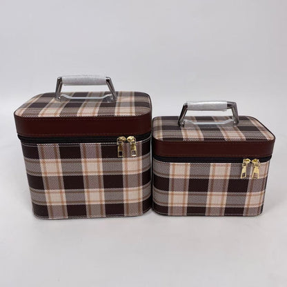 Luxury Plaid Cosmetic Organizer Set with Mirrors (8127)