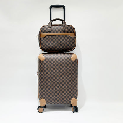 Vintager Brown Check Travel & Vanity Set (9725)