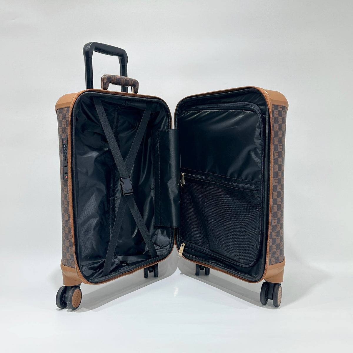 Vintager Brown Check Travel & Vanity Set (9725)