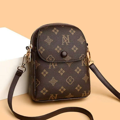 Signature Print Multi-Pocket Mini Crossbody Bag (8913)