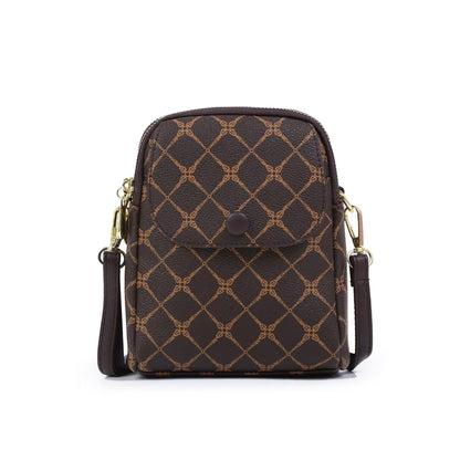 Signature Print Multi-Pocket Mini Crossbody Bag (8913)