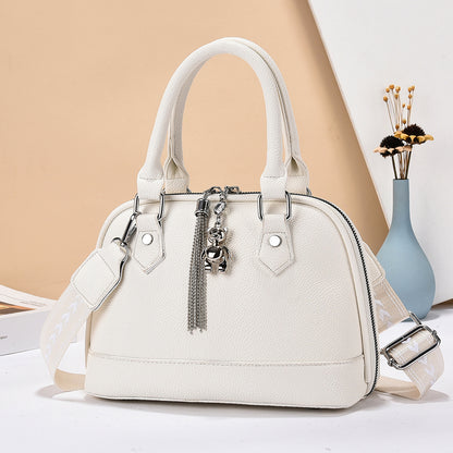Women’s Textured PU Crossbody Handbag with Bear Charm (9780)