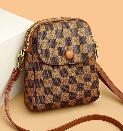 Signature Print Multi-Pocket Mini Crossbody Bag (8913)