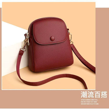 Compact Multi-Pocket Soft PU Crossbody Bag (8912)