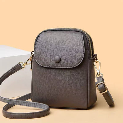 Compact Multi-Pocket Soft PU Crossbody Bag (8912)