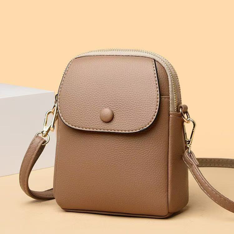 Compact Multi-Pocket Soft PU Crossbody Bag (8912)