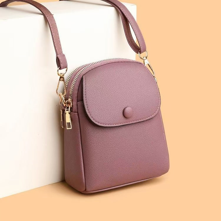 Compact Multi-Pocket Soft PU Crossbody Bag (8912)