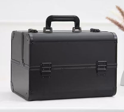 Professional Black 3-Tier Cantilever Makeup Train Case with Lock (9868)