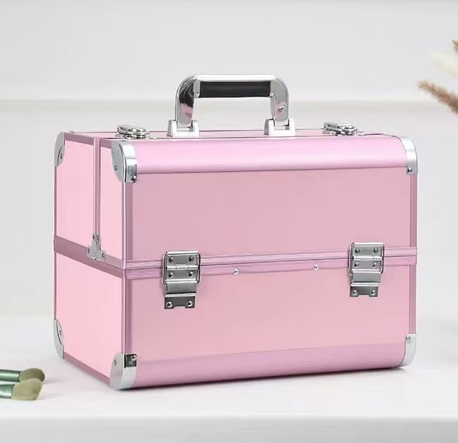 Professional Black 3-Tier Cantilever Makeup Train Case with Lock (9868)