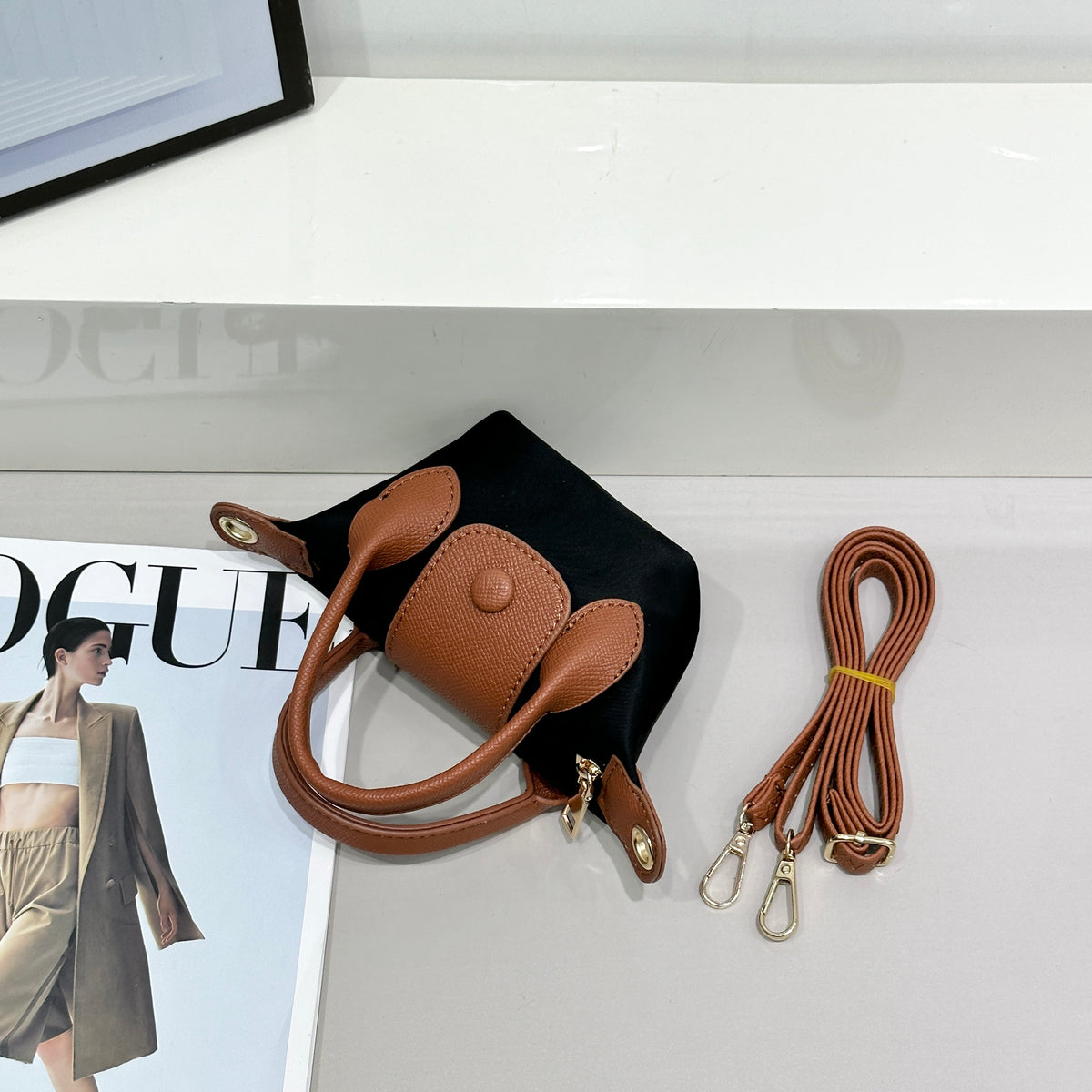 Mini Nylon Top-Handle Crossbody Bag (9605)
