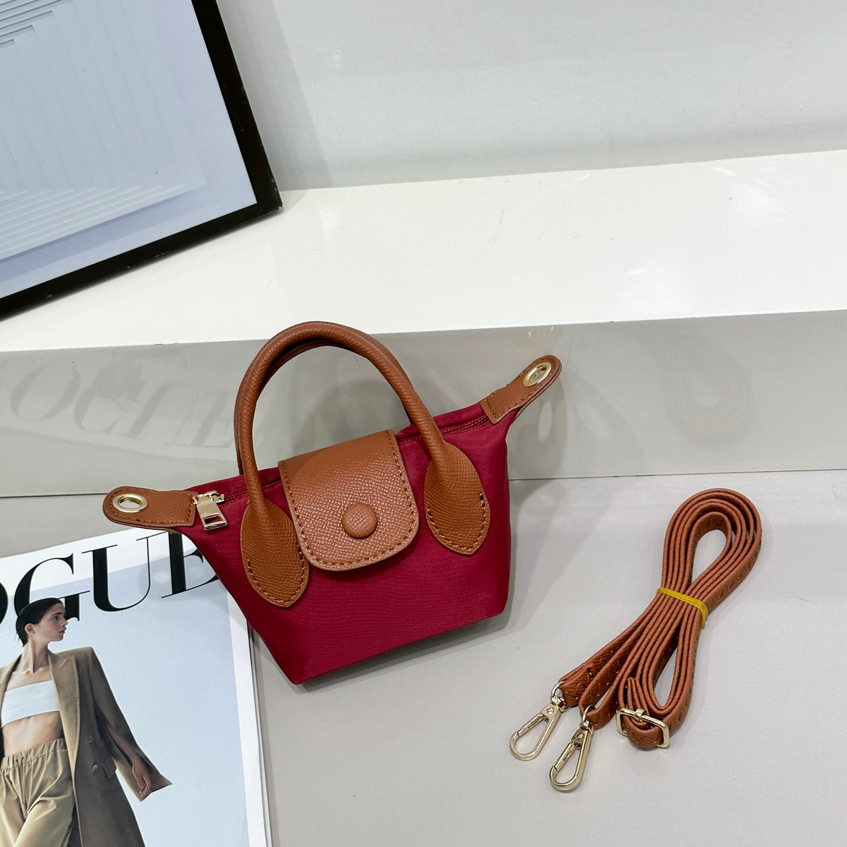 Mini Nylon Top-Handle Crossbody Bag (9605)