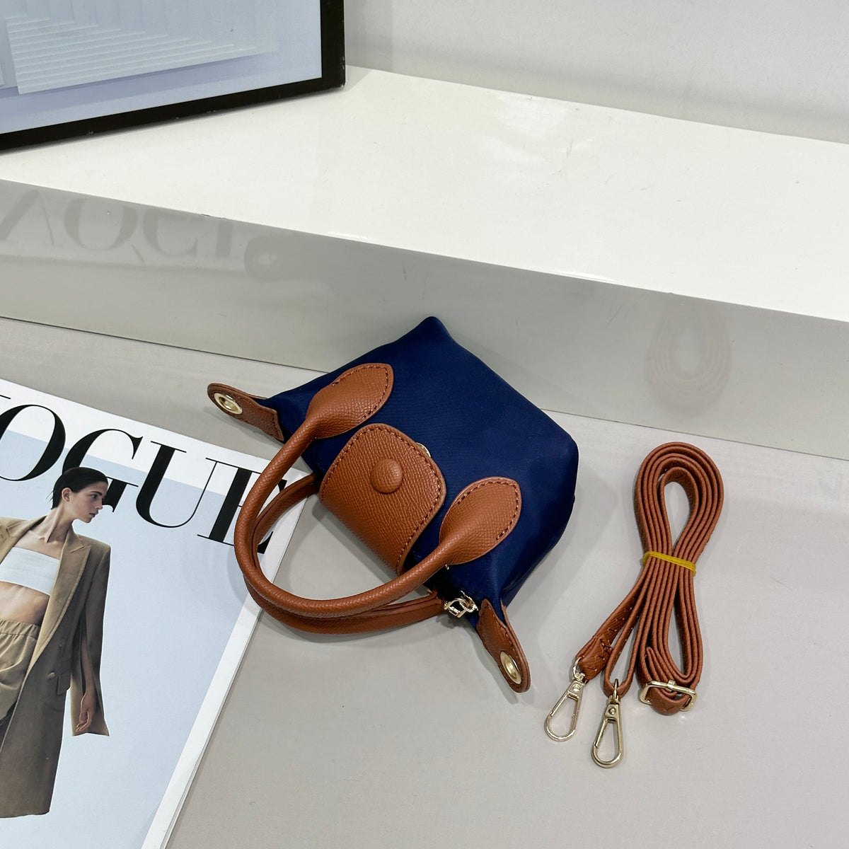 Mini Nylon Top-Handle Crossbody Bag (9605)