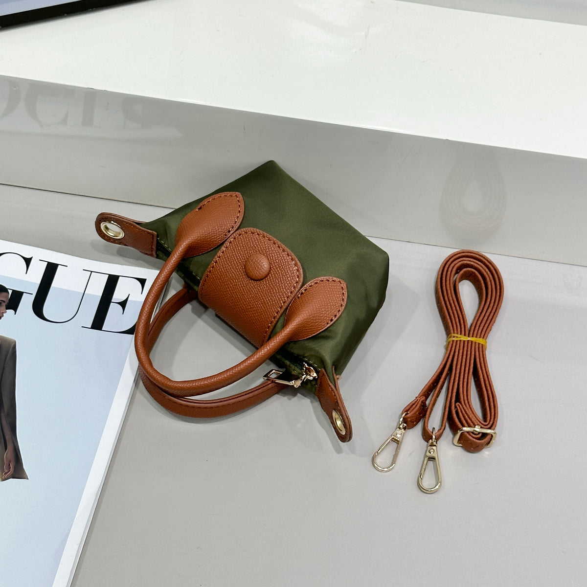 Mini Nylon Top-Handle Crossbody Bag (9605)