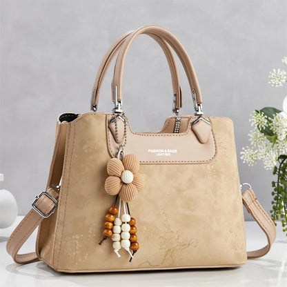 Multi-Compartment Shoulder Bag with Pendant Detail (9893)
