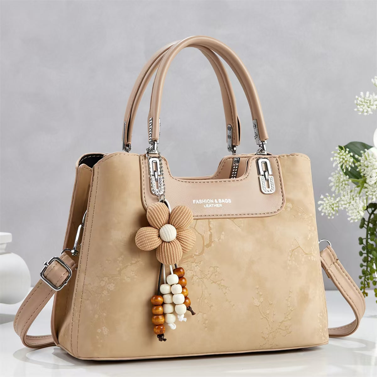 Multi-Compartment Bag with Pendant Detail (9895)