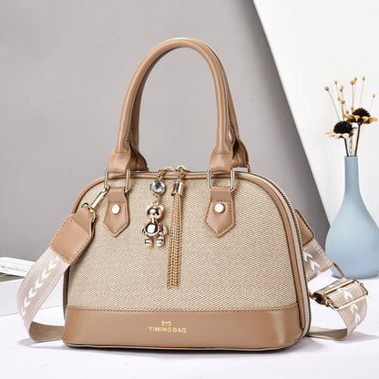 Women’s Textured Handbag with Bear Charm (9892)