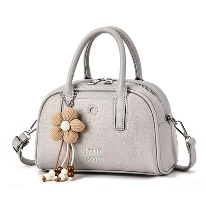 Women’s Textured PU Mini Handbag with Flower Charm (9904)