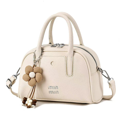 Women’s Textured PU Mini Handbag with Flower Charm (9904)