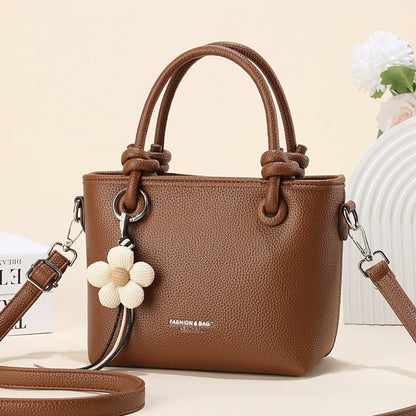 Women’s PU Mini Tote Bag with Flower Charm (9905)