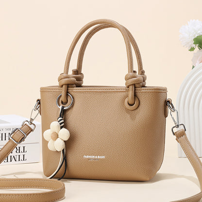 Women’s PU Mini Tote Bag with Flower Charm (9905)